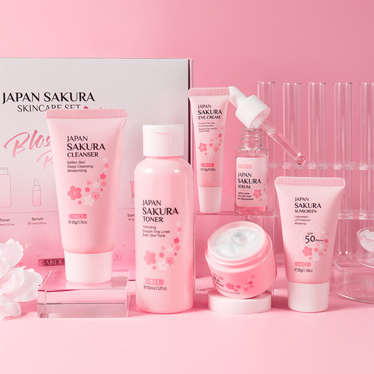 Skin Care Set 6 pcs JAPAN SAKURA - TSA-friendly