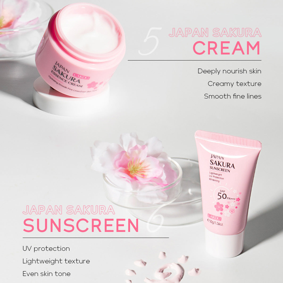 Skin Care Set 6 pcs JAPAN SAKURA - TSA-friendly