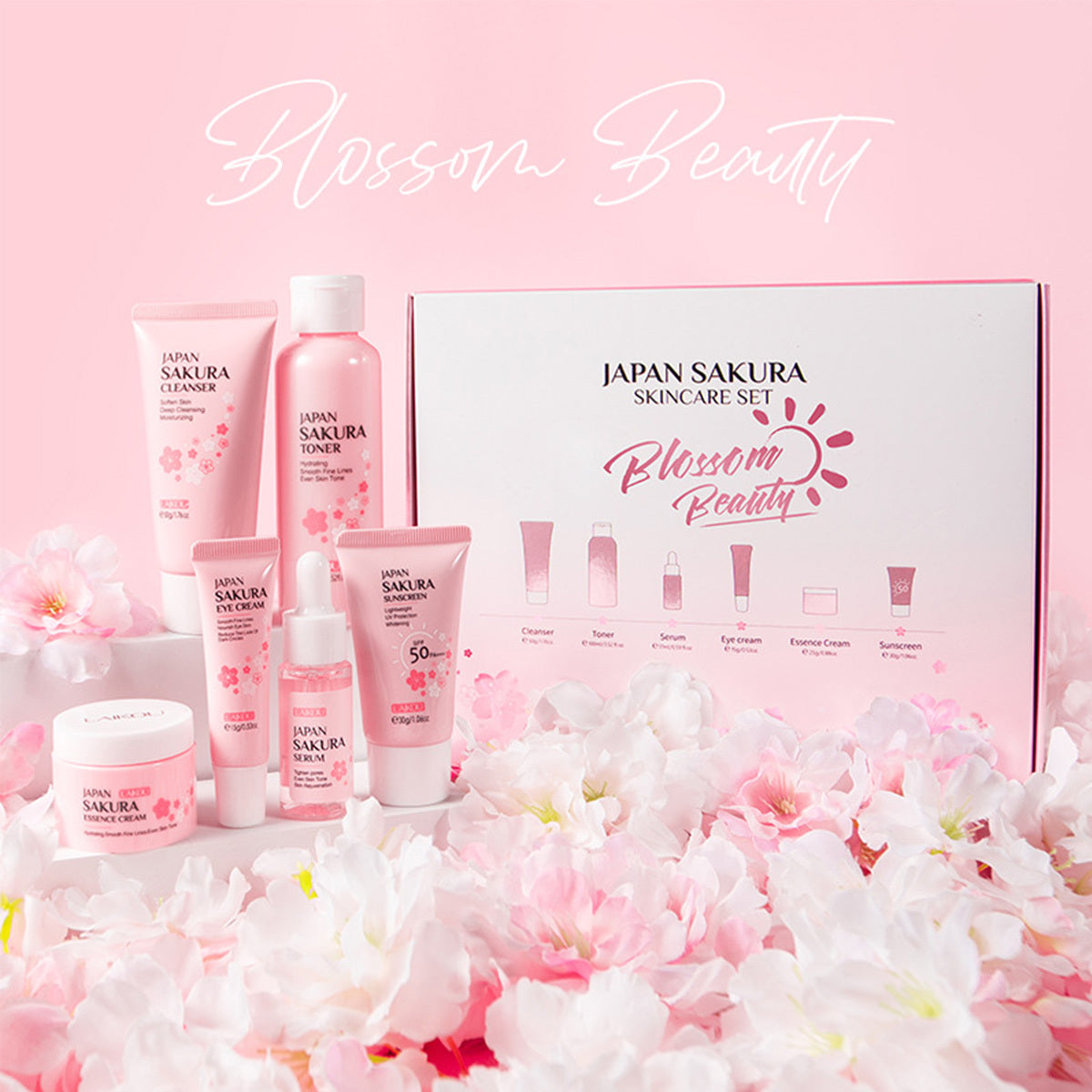 Skin Care Set 6 pcs JAPAN SAKURA - TSA-friendly